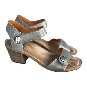 Taos Women’s Carousel 2 Wedge Graphite Grey Leather Sandals Size-11
